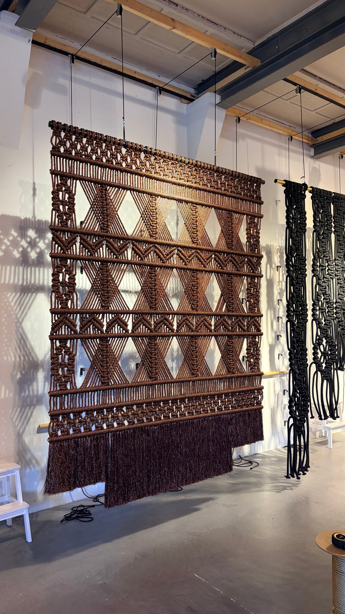 Brown Metallic Macramé Wall Hanging, 180 × 250 cm
